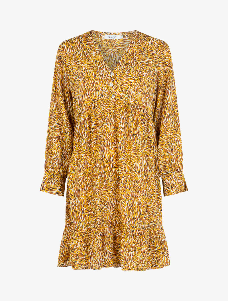 Robe à imprimé pétales graphiques - jaune - 1