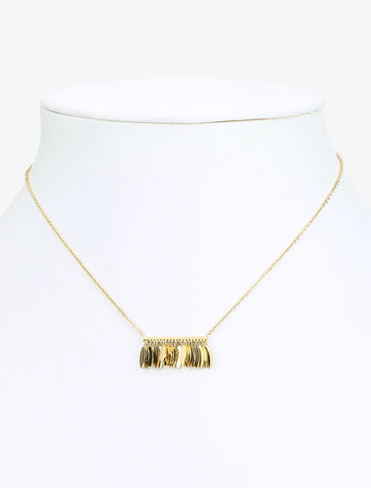 Collier à pendentif à plaque frangée - or - 2