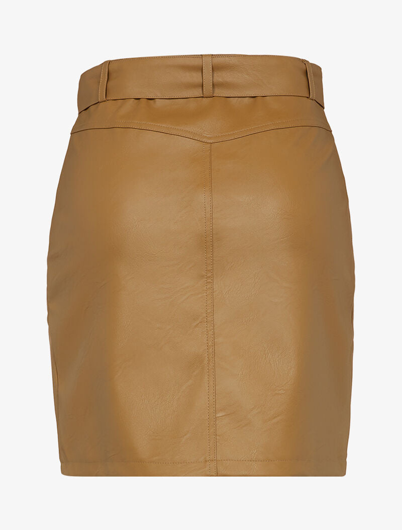 Jupe en simili à poches zippées - marron clair - 3