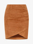 Jupe en suédine style portefeuille drapé - camel - 3