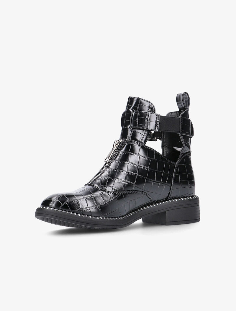 Bottines croco à billes et zip - noir - 3