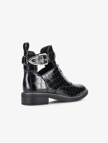 Bottines croco à billes et zip - noir - 4