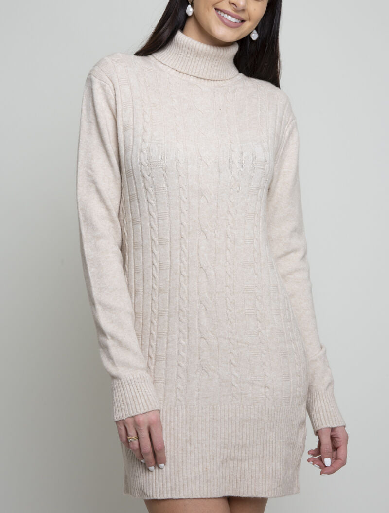 Robe pull à bandes texturées - beige - 1