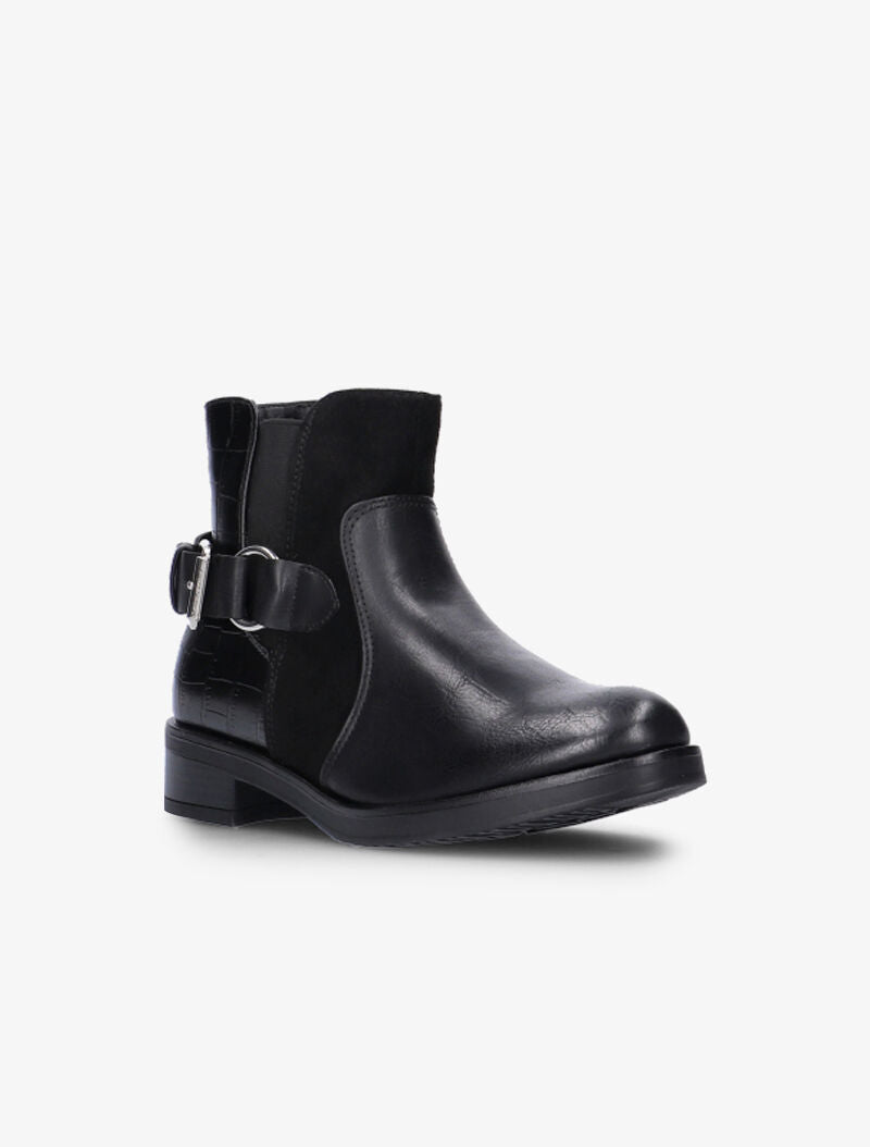 Boots bimatière basses à contrefort croco - noir - 3