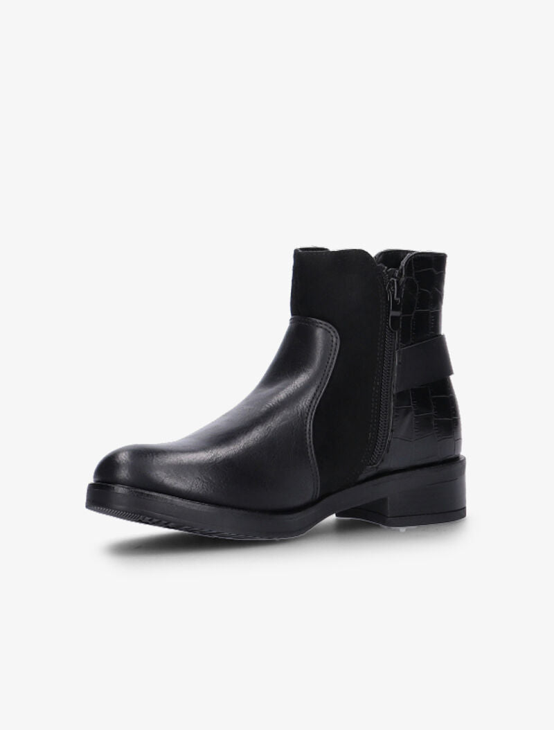 Boots bimatière basses à contrefort croco - noir - 4