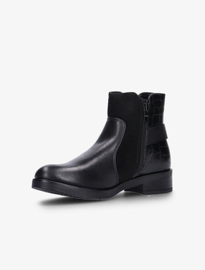 Boots bimatière basses à contrefort croco - noir - 4