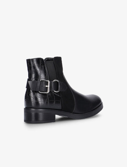 Boots bimatière basses à contrefort croco - noir - 5