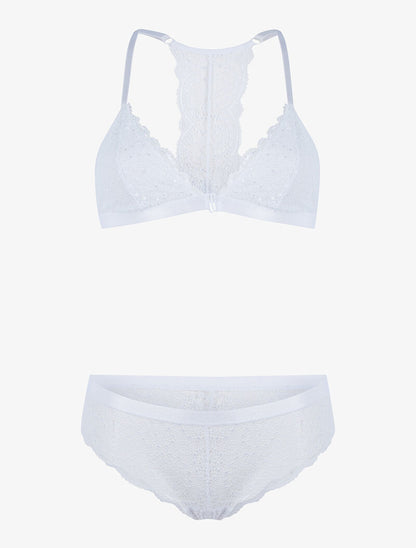 Ensemble en dentelle sans armatures - blanc - 1