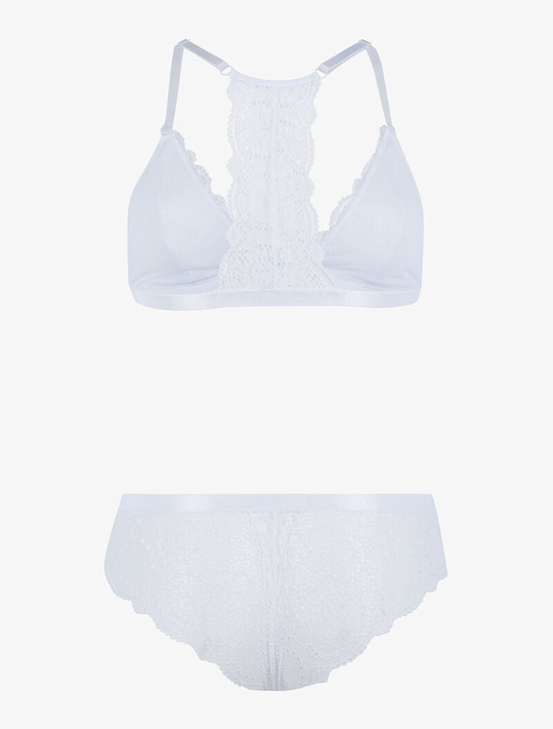 Ensemble en dentelle sans armatures - blanc - 2