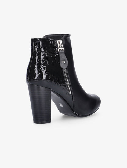 Bottines à talons et contrefort écailles - noir - 5