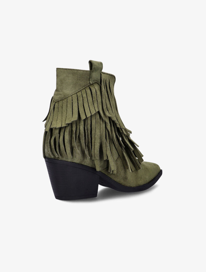 Bottines pointues à franges - kaki - 4