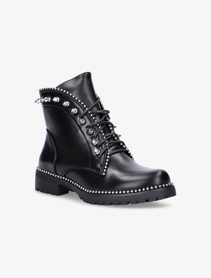 Boots arrondies à picots et billes - noir - 2