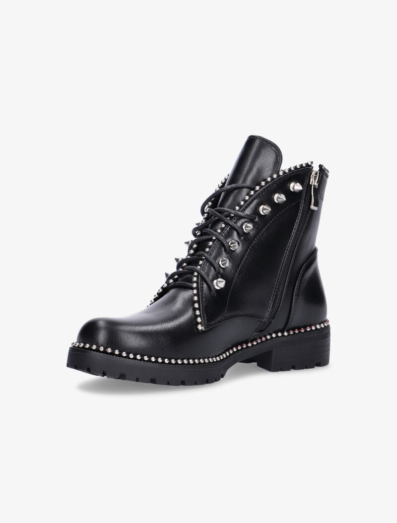 Boots arrondies à picots et billes - noir - 3