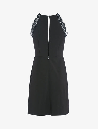 Robe à col américain et dentelle - noir - 2