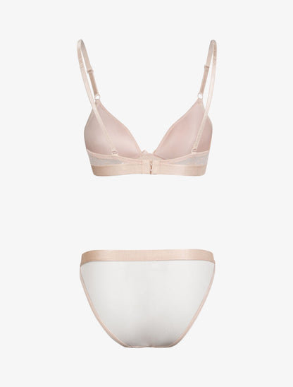 Ensemble en dentelle fleurie et résille - rose - 2