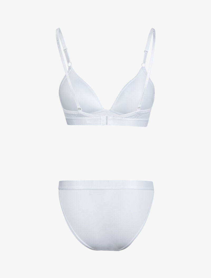 Ensemble en dentelle fleurie et résille - blanc - 2