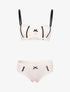 Ensemble emboitant en dentelle à bandes contrastantes - rose - 1