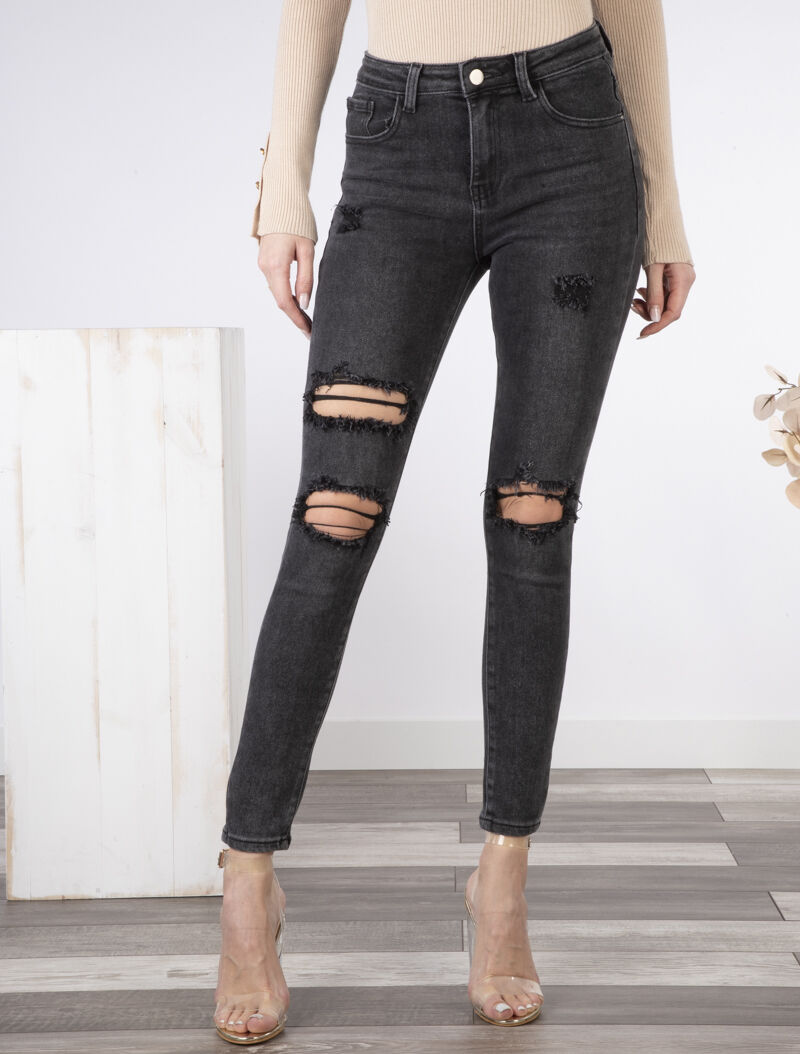 Jean skinny déchiré - anthracite - 5
