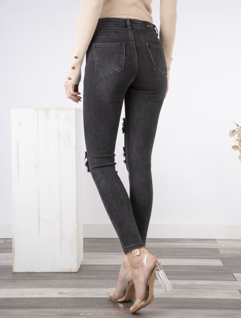 Jean skinny déchiré - anthracite - 2