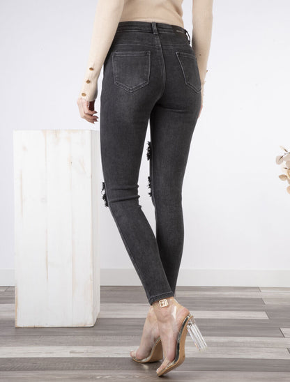 Jean skinny déchiré - anthracite - 2