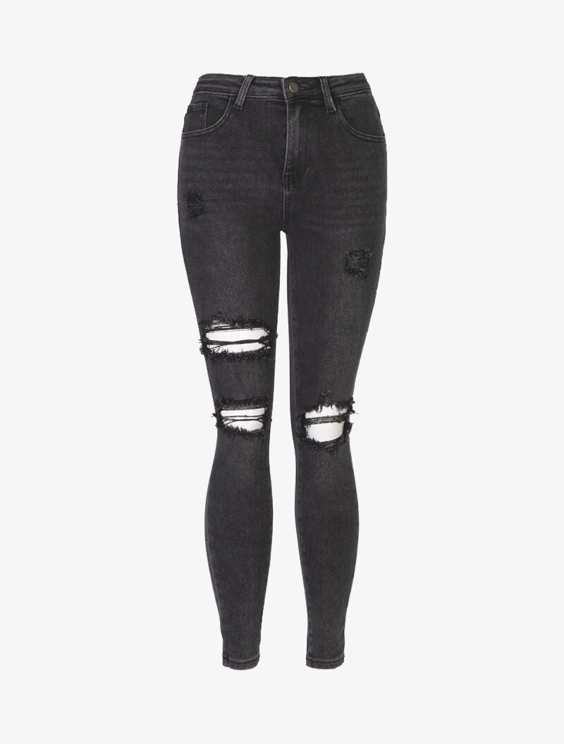 Jean skinny déchiré - anthracite - 3