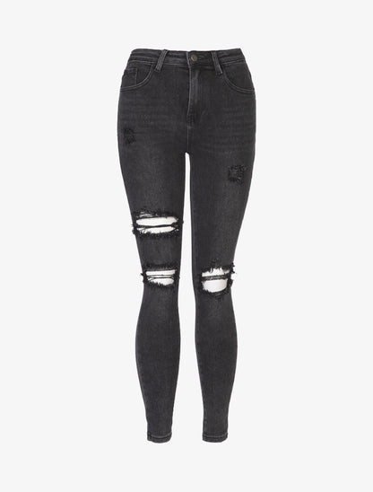 Jean skinny déchiré - anthracite - 3