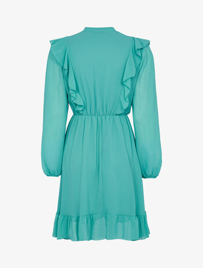Robe volantée en voile - turquoise - 2