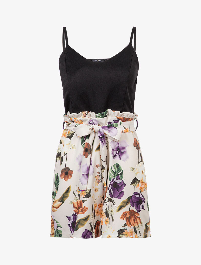 Combishort à imprimé fleuri - beige - 2