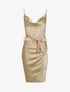 Robe satinée à col bénitier - beige foncé - 1