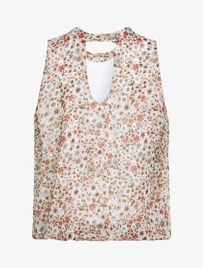 Top coupe boule à imprimé floral - beige - 2
