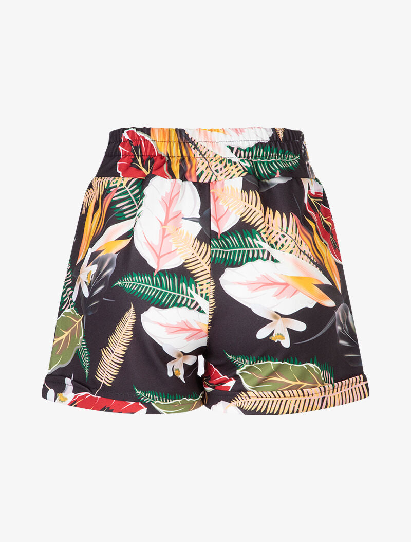 Short imprimé à ourlets - noir - 2