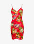 Robe imprimé à bretelles style chaînes - rouge - 3