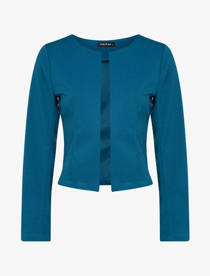 Veste ouverte unie - bleu pétrole - 1