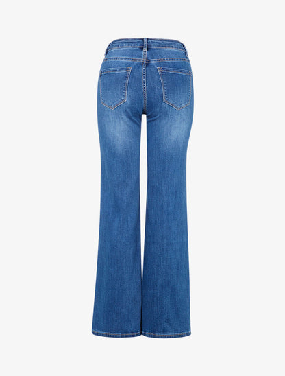 Jean ample délavé à poches avant plaquées - bleu denim - 4