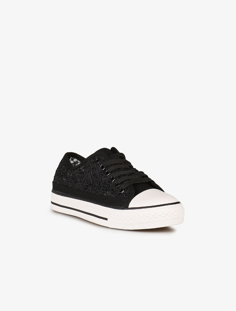 Tennis style crochet et sequins - noir - 2