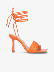 Sandales à brides effet capitonné et liens - orange - 5
