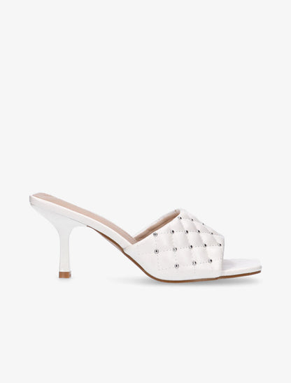 Mules effet capitonné à clous - blanc - 2