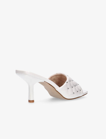 Mules effet capitonné à clous - blanc - 4