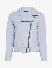 Veste zippée à bord ceinturé - gris clair - 1