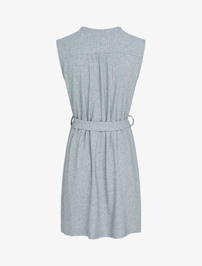 Robe côtelée à boutons contrastants - gris clair - 2