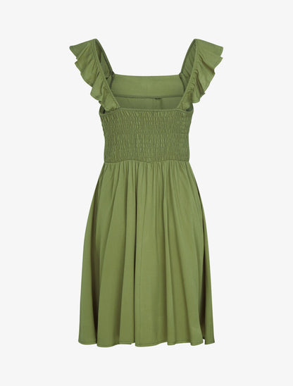 Robe fluide à épaules volantées - kaki - 3