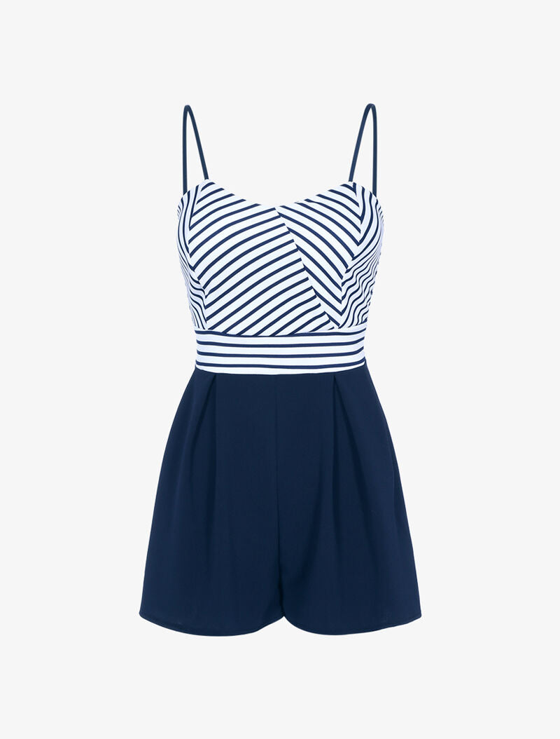 Combishort à buste marinière - marine - 4