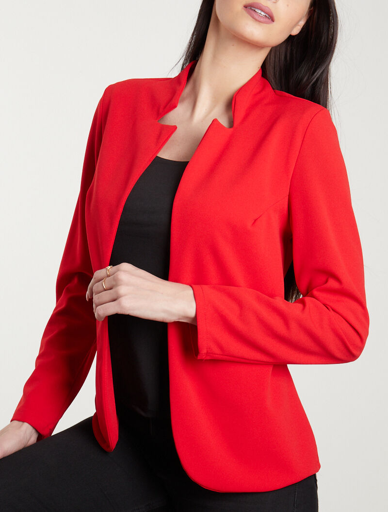 Veste unie à col cranté - rouge - 3