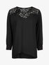 Blouse transparente à détails dentelle - noir - 3