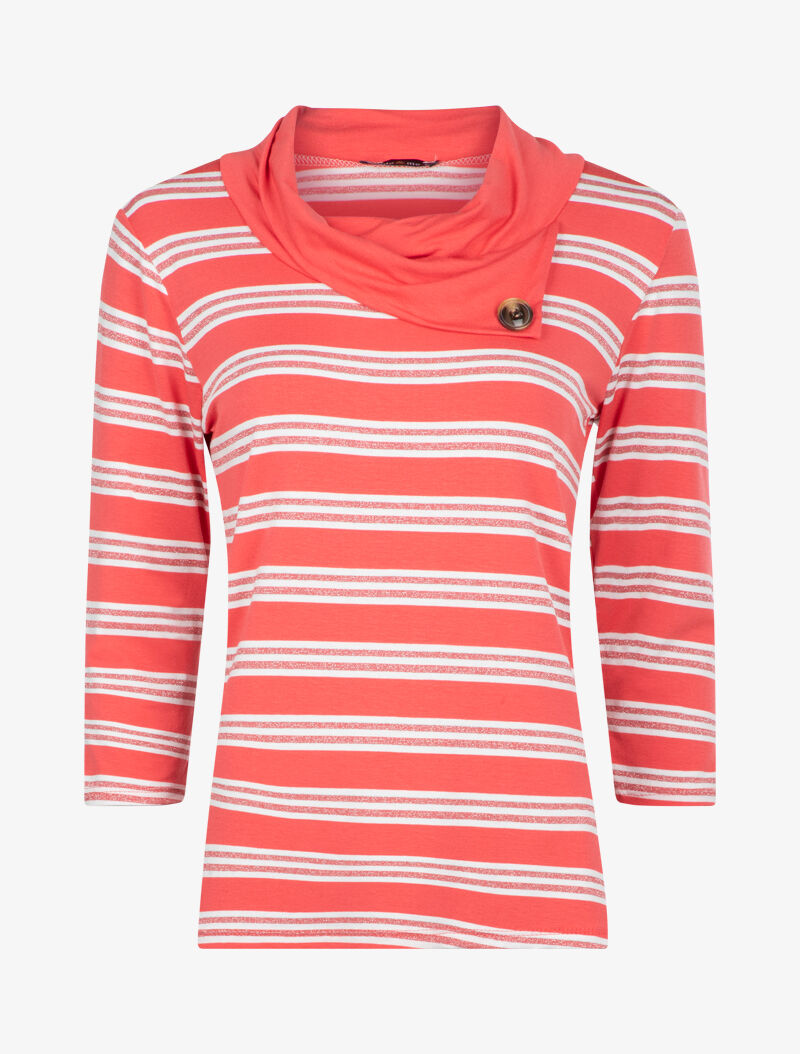 Top à imprimé rayures - corail - 3
