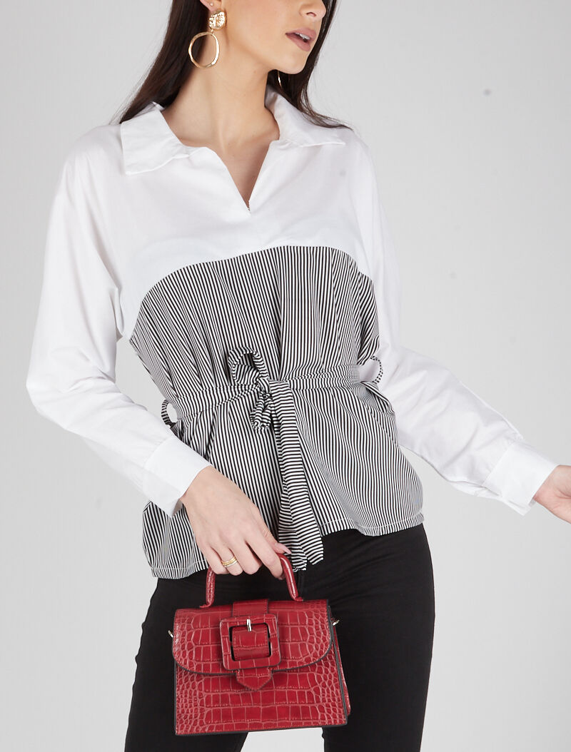 Blouse style chemise à imprimés - blanc - 1
