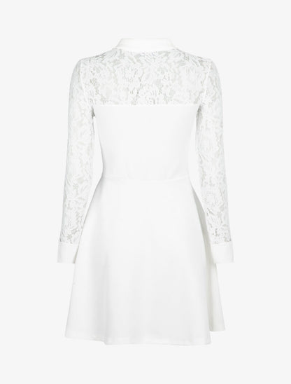 Robe à détails dentelle et zip contrastant - blanc - 2