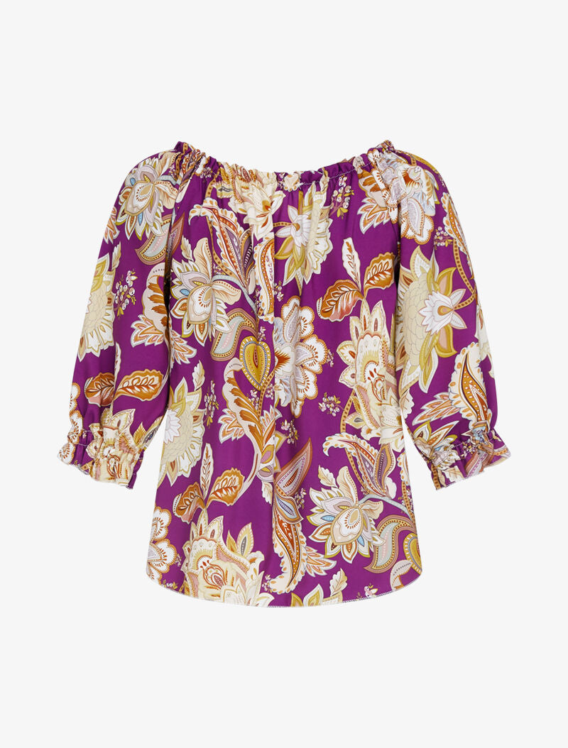 Top à imprimé fleurs graphiques - violet - 3
