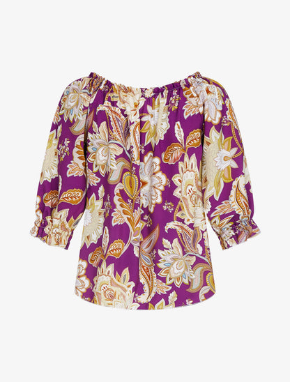 Top à imprimé fleurs graphiques - violet - 3
