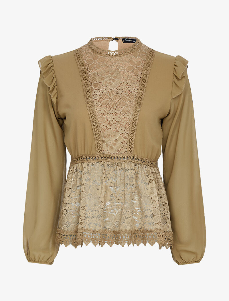 Top boule en voile et crochet - camel - 3